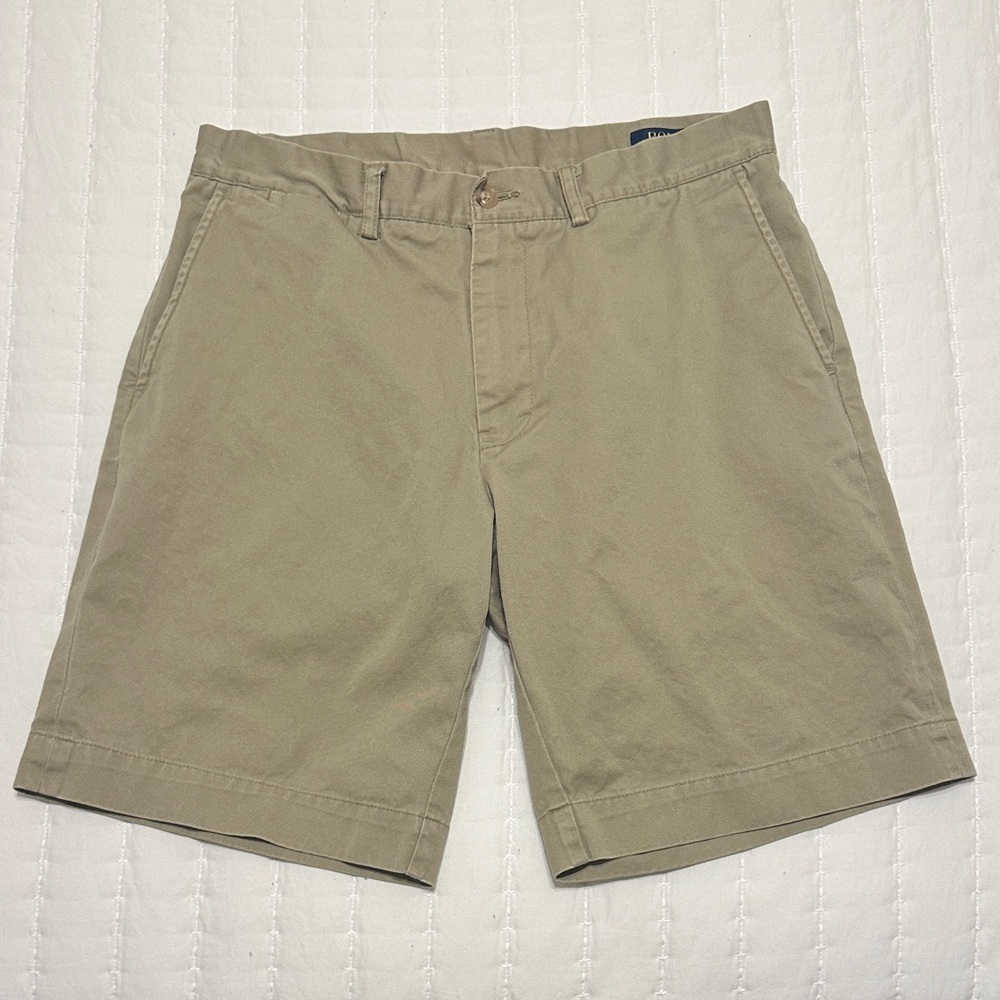 Polo Ralph Lauren Classic Fit Flat Front Khaki Shorts Men’s 32 Inseam 9” EUC